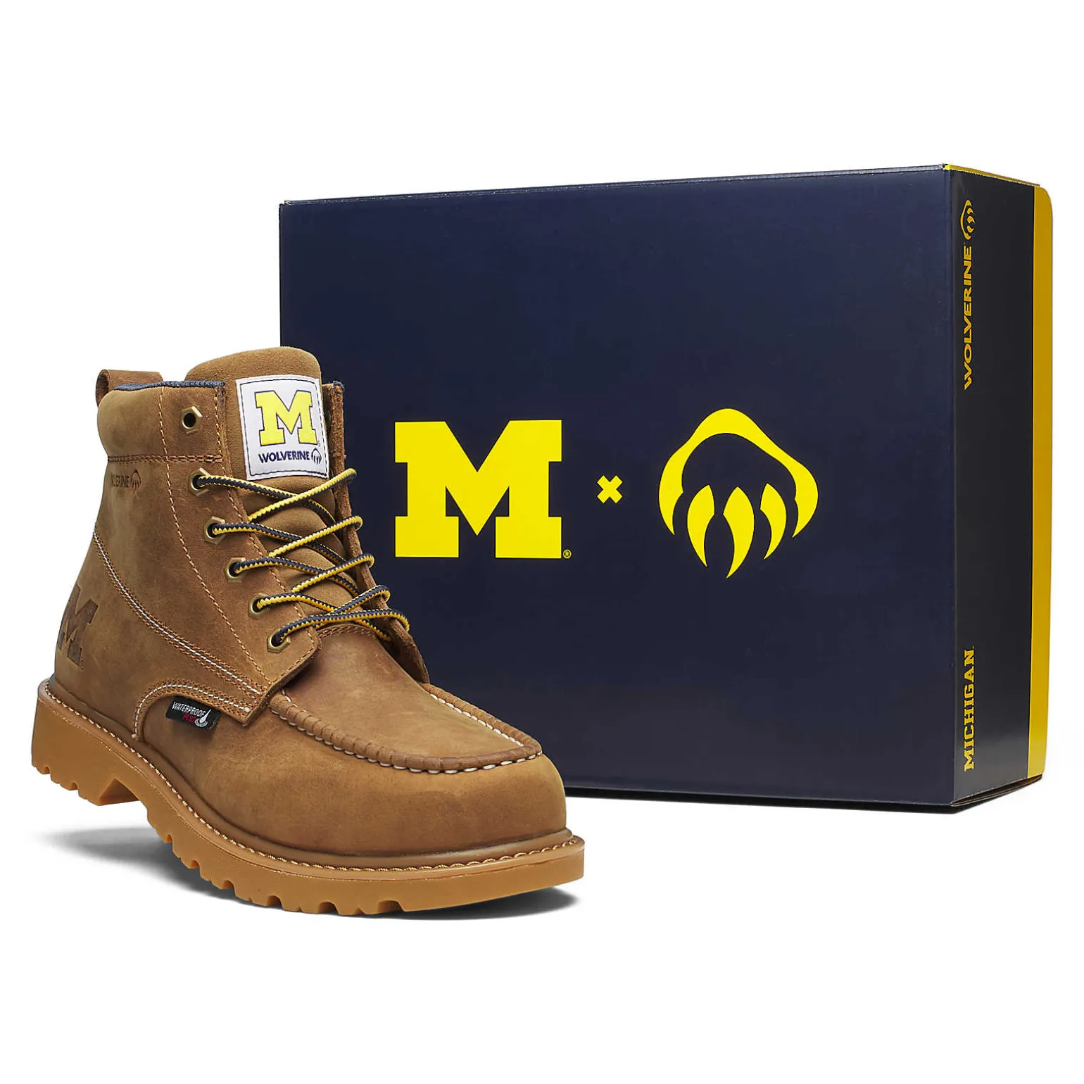 Wolverine X Valiant University Of Michigan Floorhand Moc Toe Work Boot
